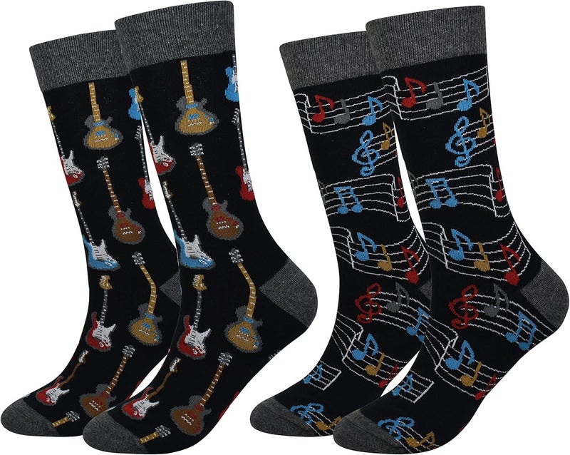 Cansok Men's 2/4 Packs Fun Crazy Novelty Dress Crew Socks - Image 1
